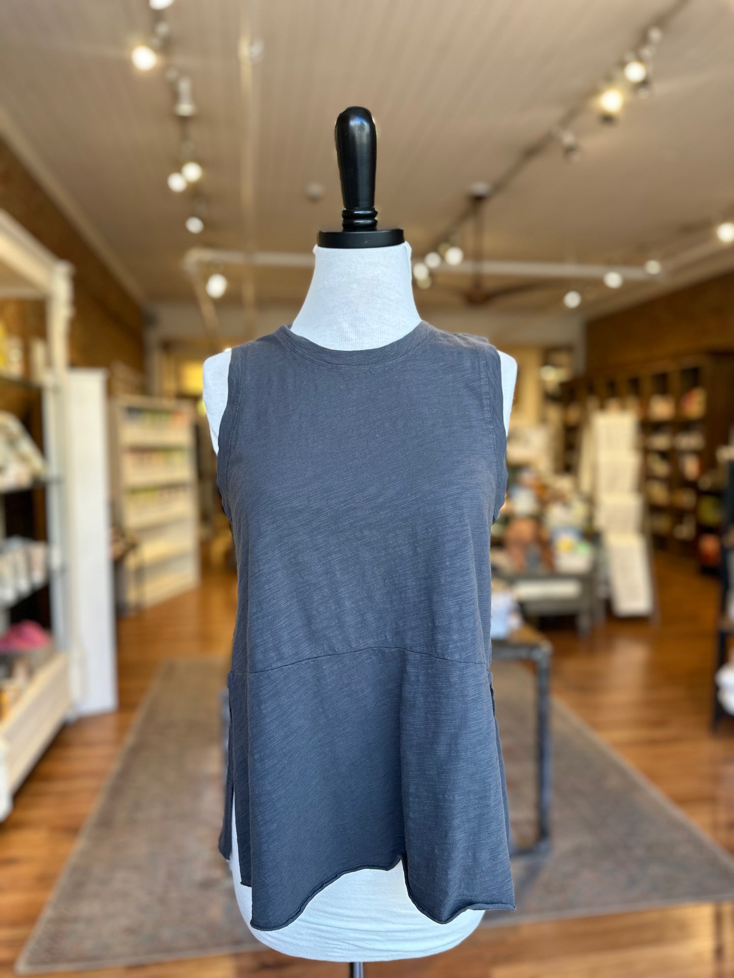Peplum Tank in Washed Ebony