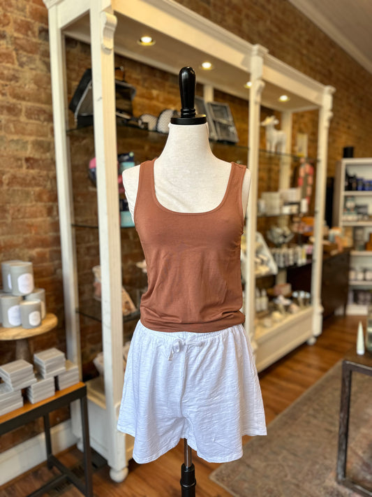 Easy Pull On Shorts with Drawstring in White