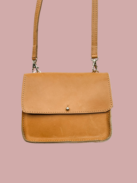GR Small Fold Over Crossbody in Caramel