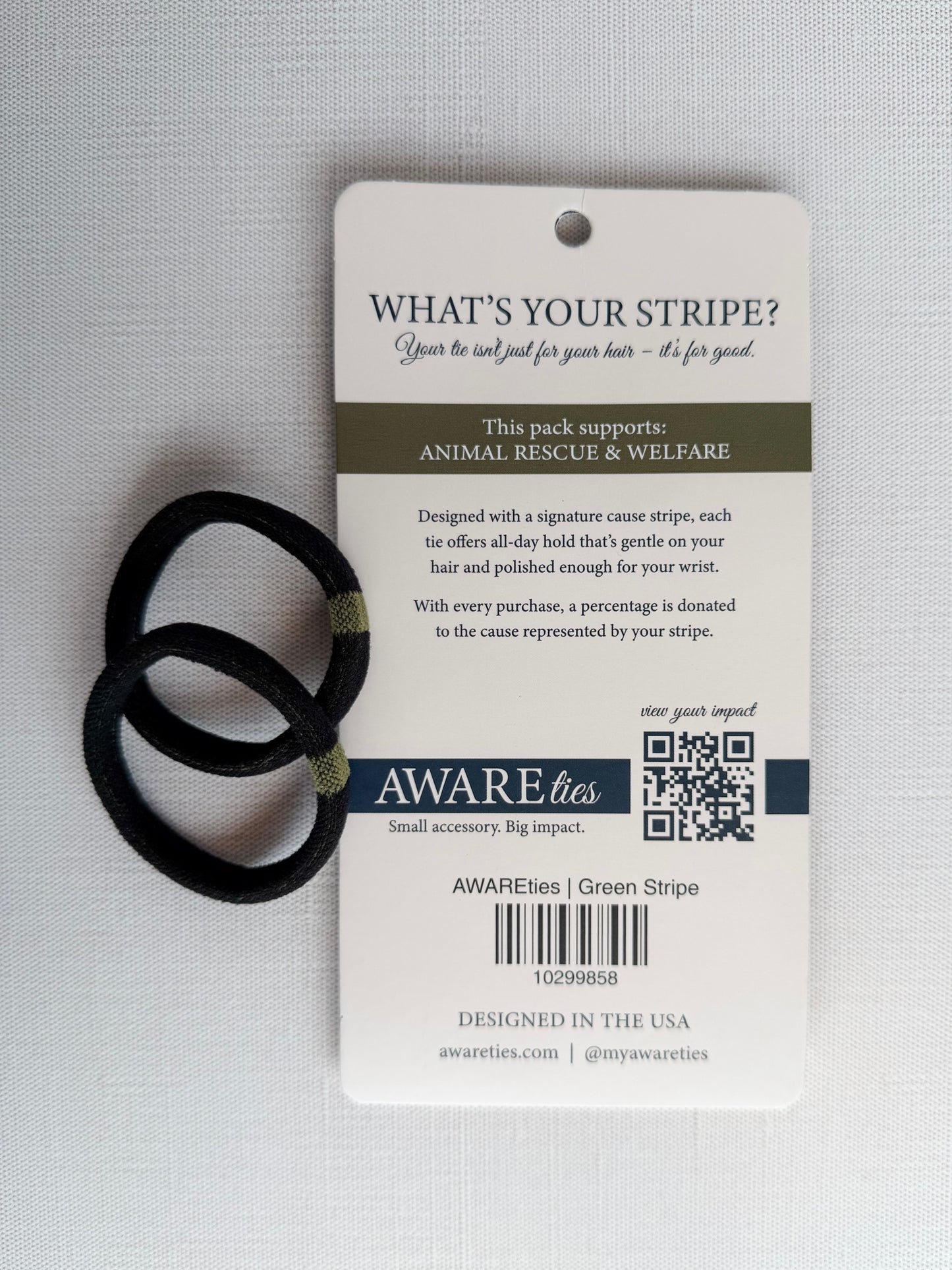 AWAREties | Green Stripe – Animal Rescue & Welfare Pack