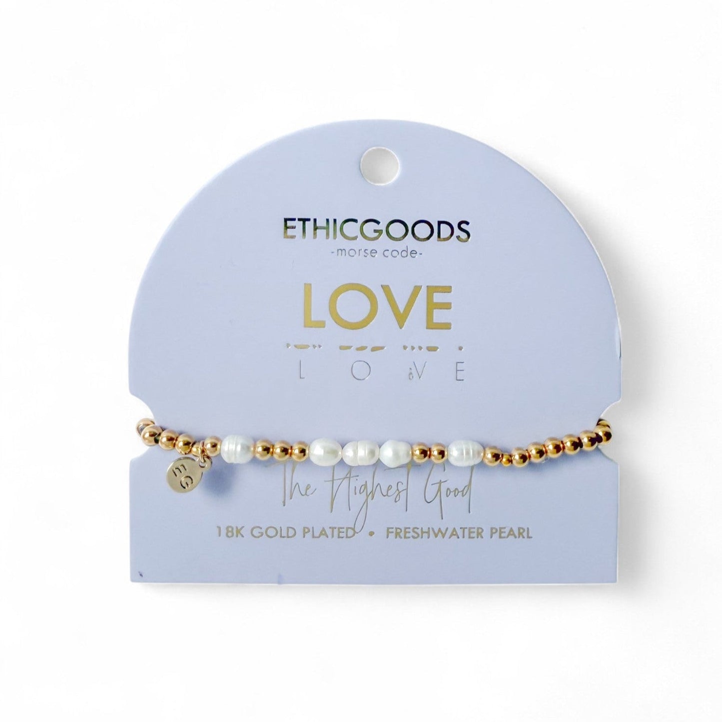 Morse Code Pearl & Gold Bracelet | LOVE