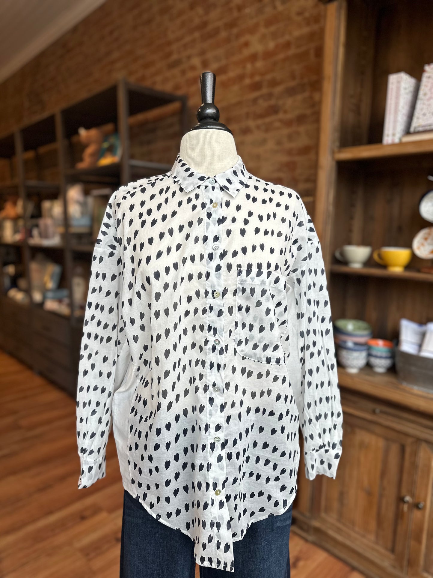 Cotton Voile Shirt in White Love