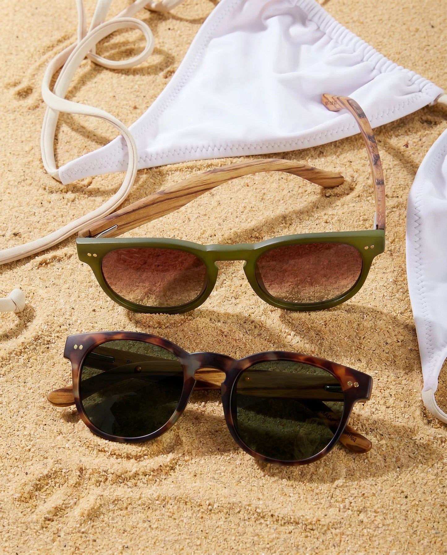 Indie Sunglasses in Matte Olive and Walnut Wood