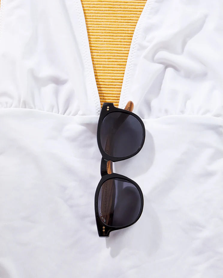 Indie Sunglasses in Matte Onyx and Walnut Wood