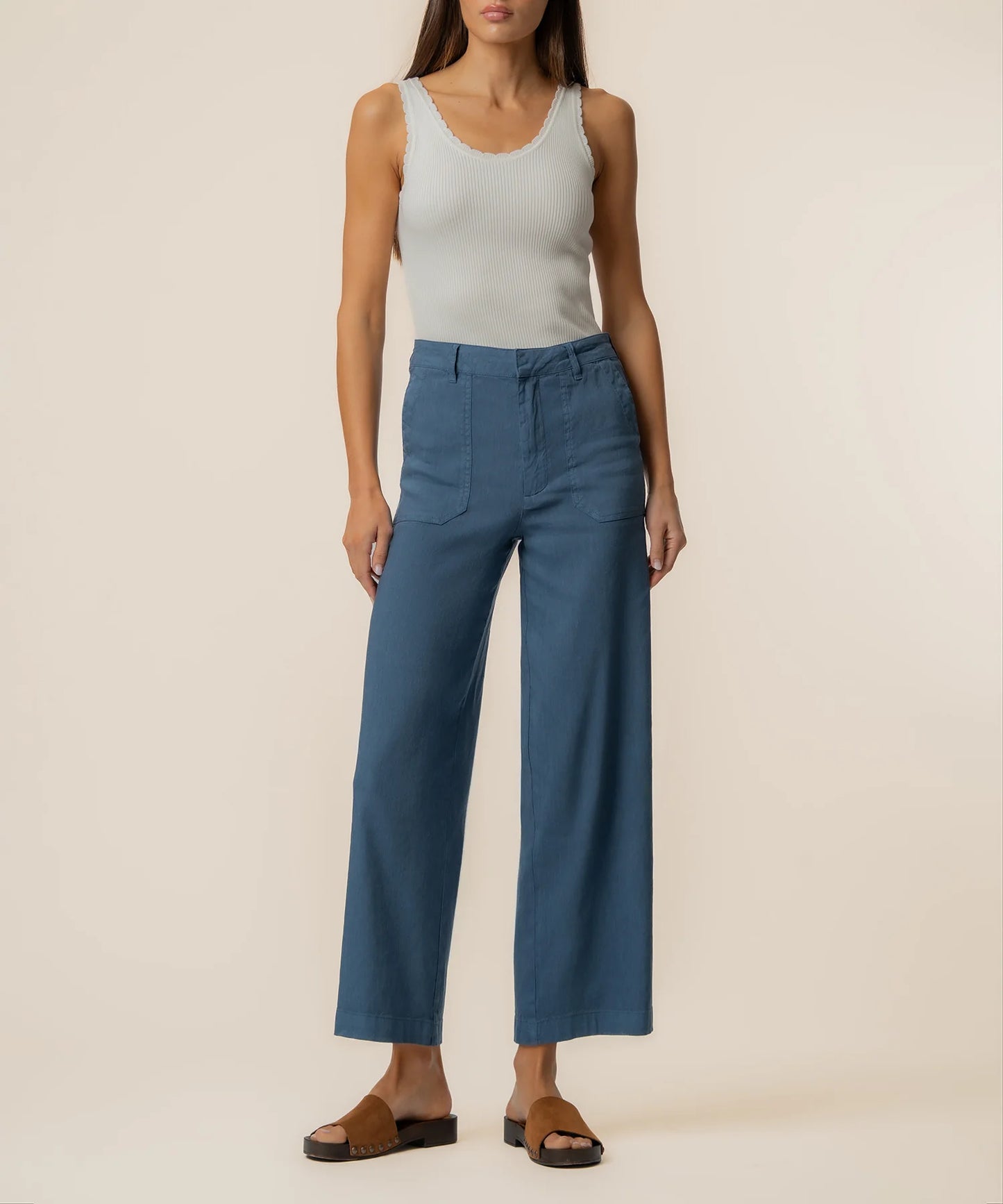 Topaz Linen Pants in Coastal Blue