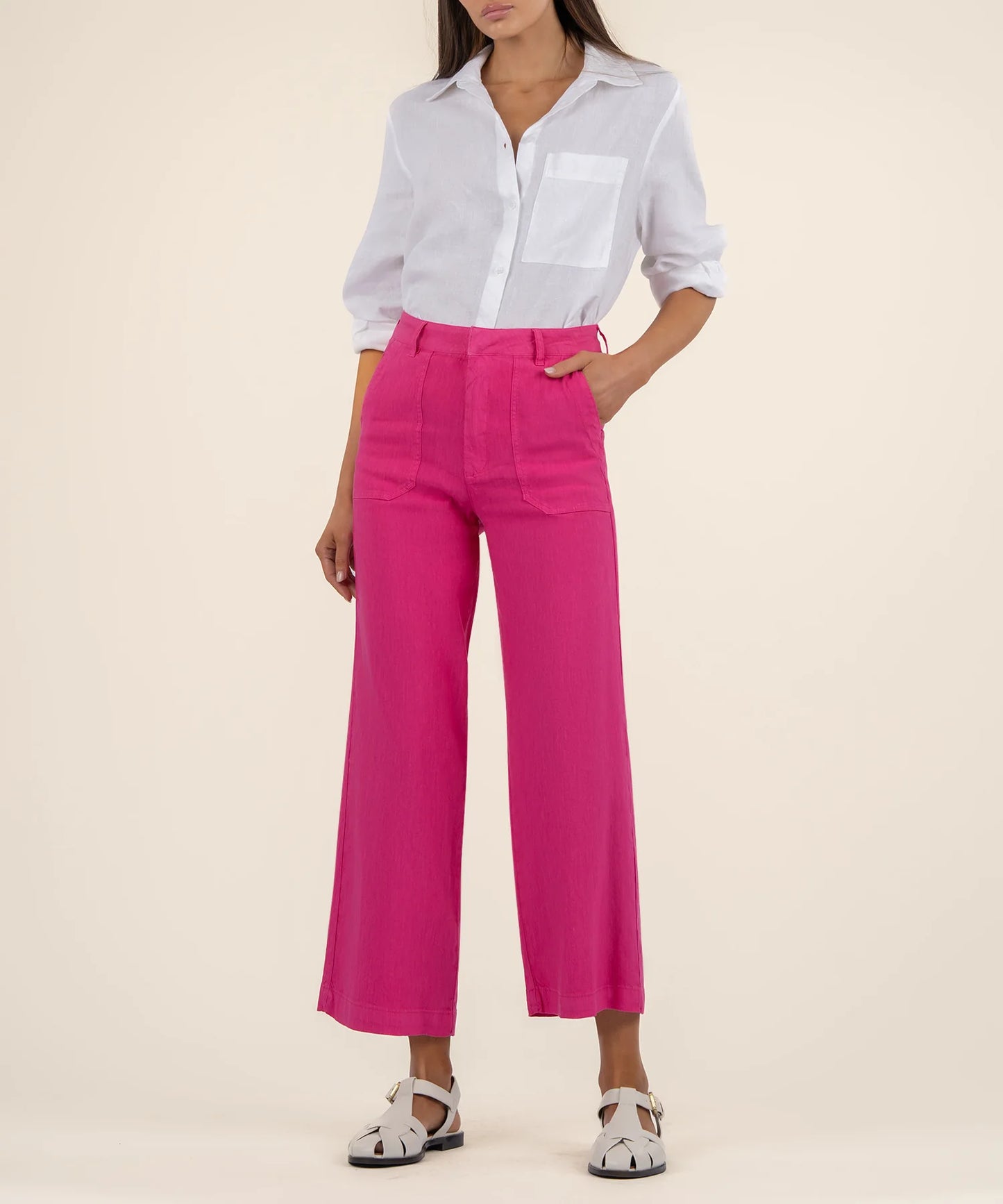 Topaz High Rise Wide Leg Pant (Fusha)