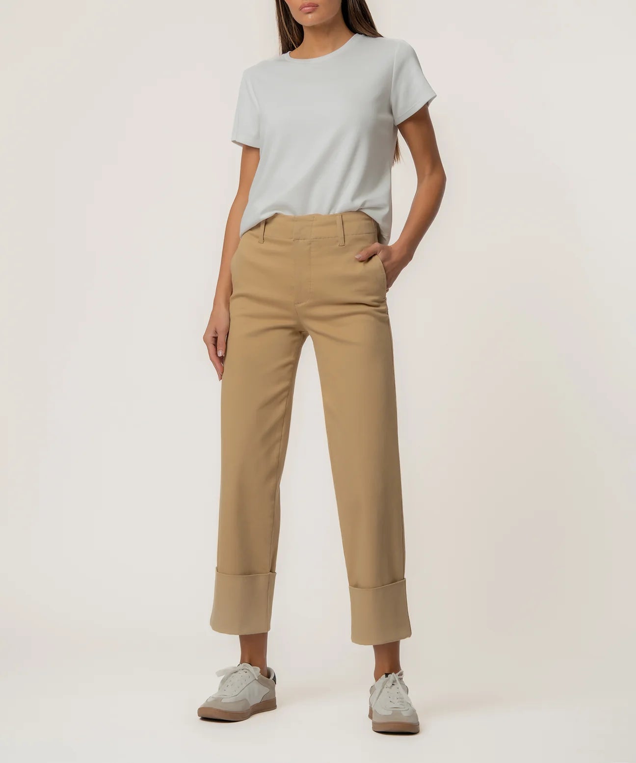 Sienna High Rise Straight Leg Pants in Khaki