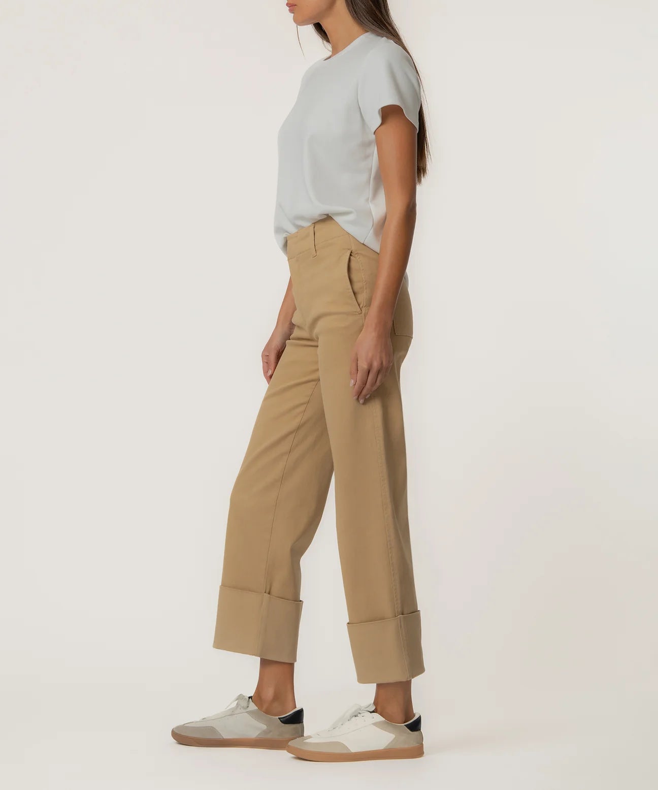 Sienna High Rise Straight Leg Pants in Khaki