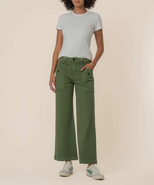 Meg High Rise Wide Leg Pants in Dill
