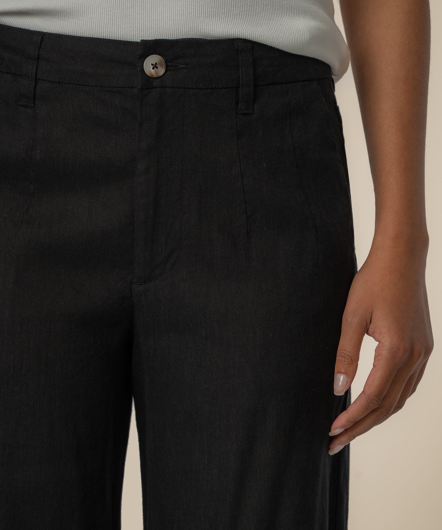Meg Wide Leg Linen Pants in Black