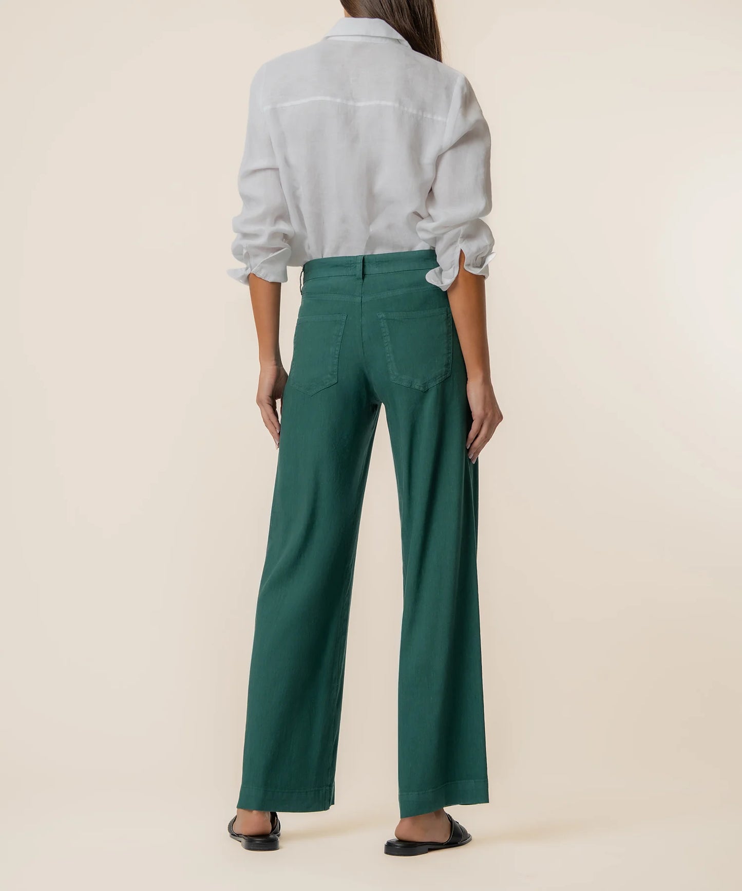 Meg Wide Leg Linen Pants in Jungle