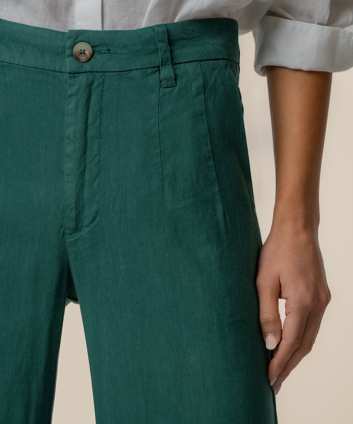 Meg Wide Leg Linen Pants in Jungle