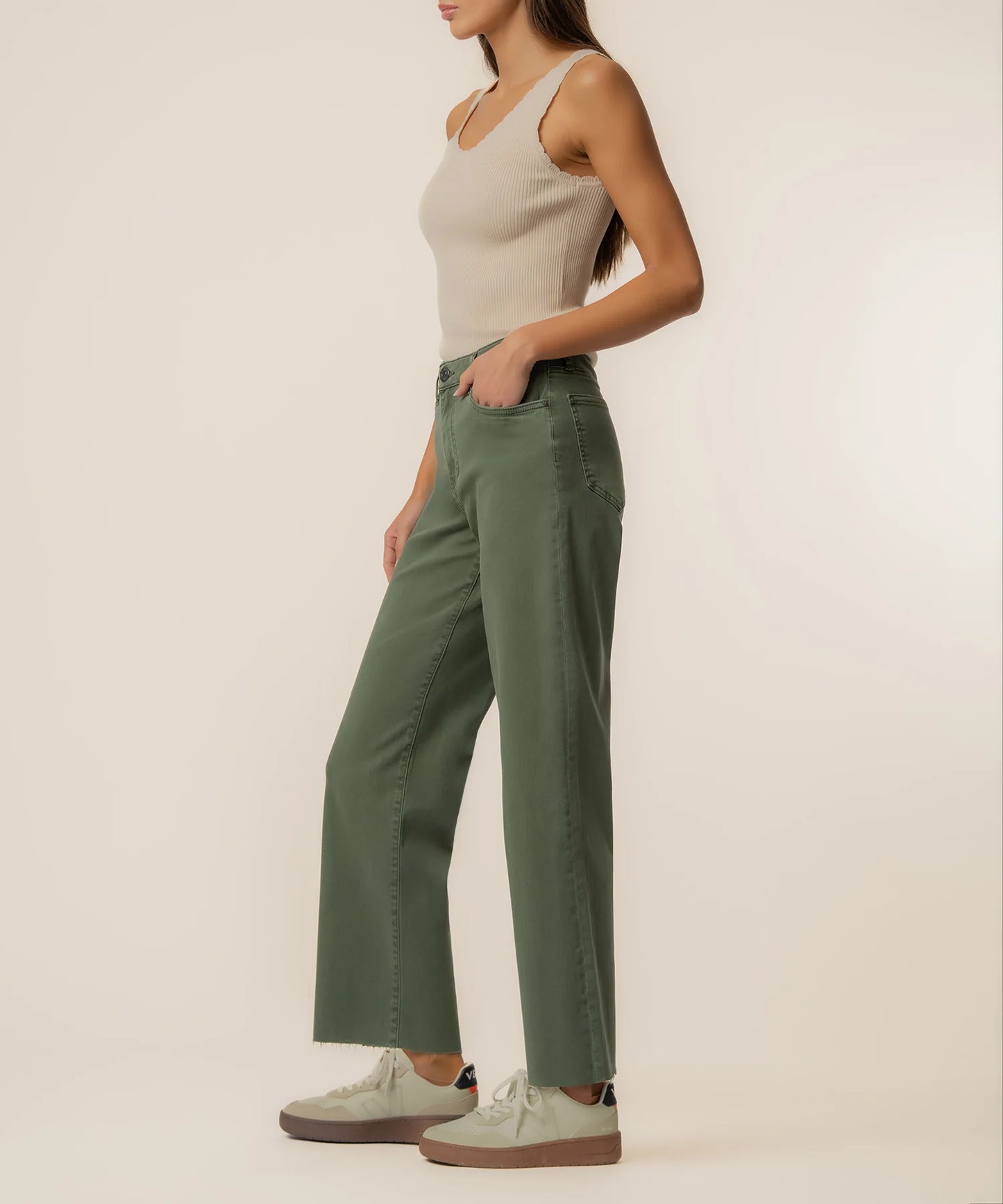 Charlotte High Rise with Raw Hem in Seaweed