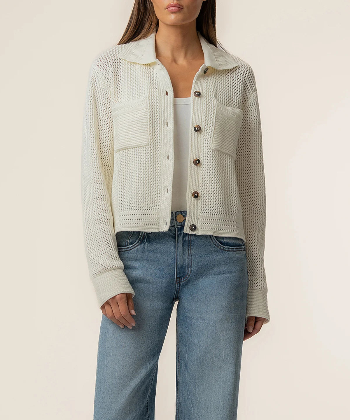 Elena Sweater Jacket in Cream