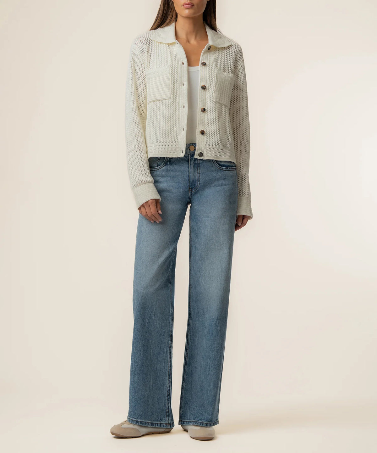 Elena Sweater Jacket in Cream