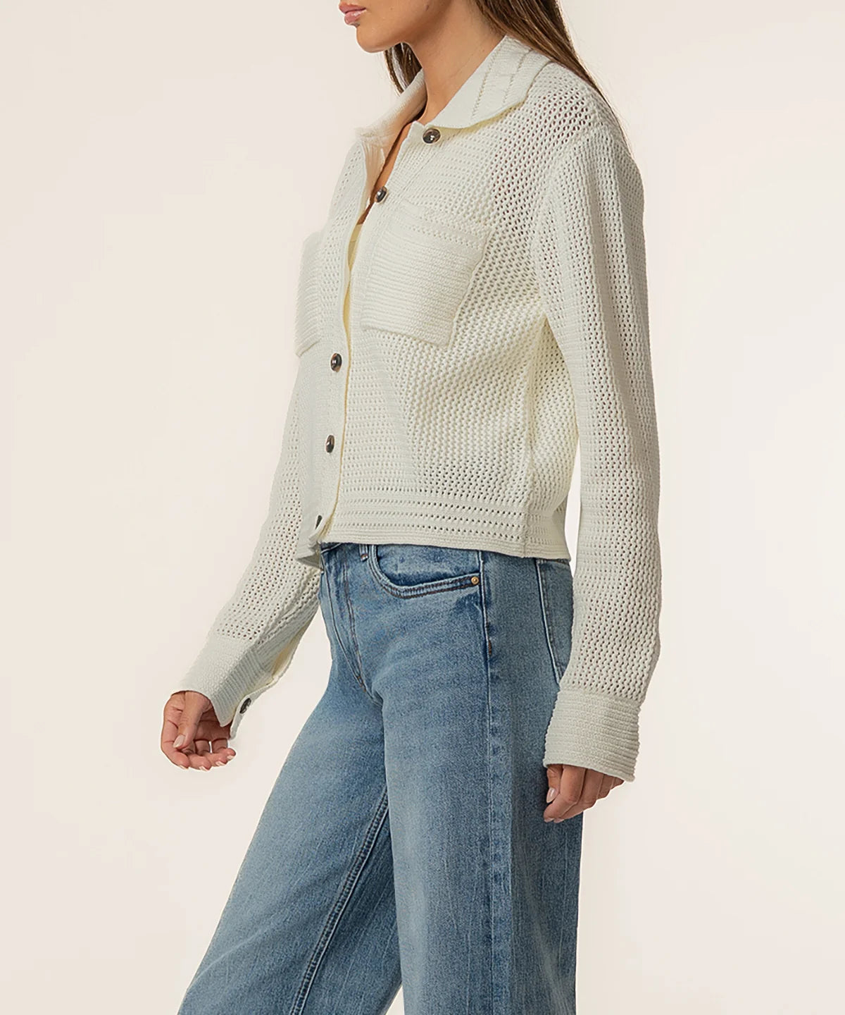 Elena Sweater Jacket in Cream