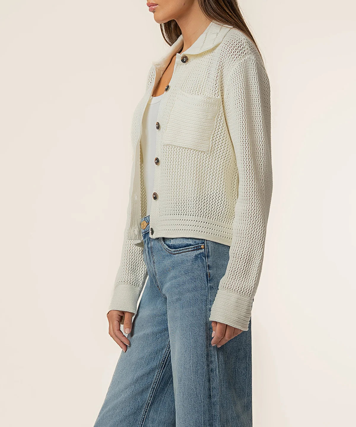Elena Sweater Jacket in Cream