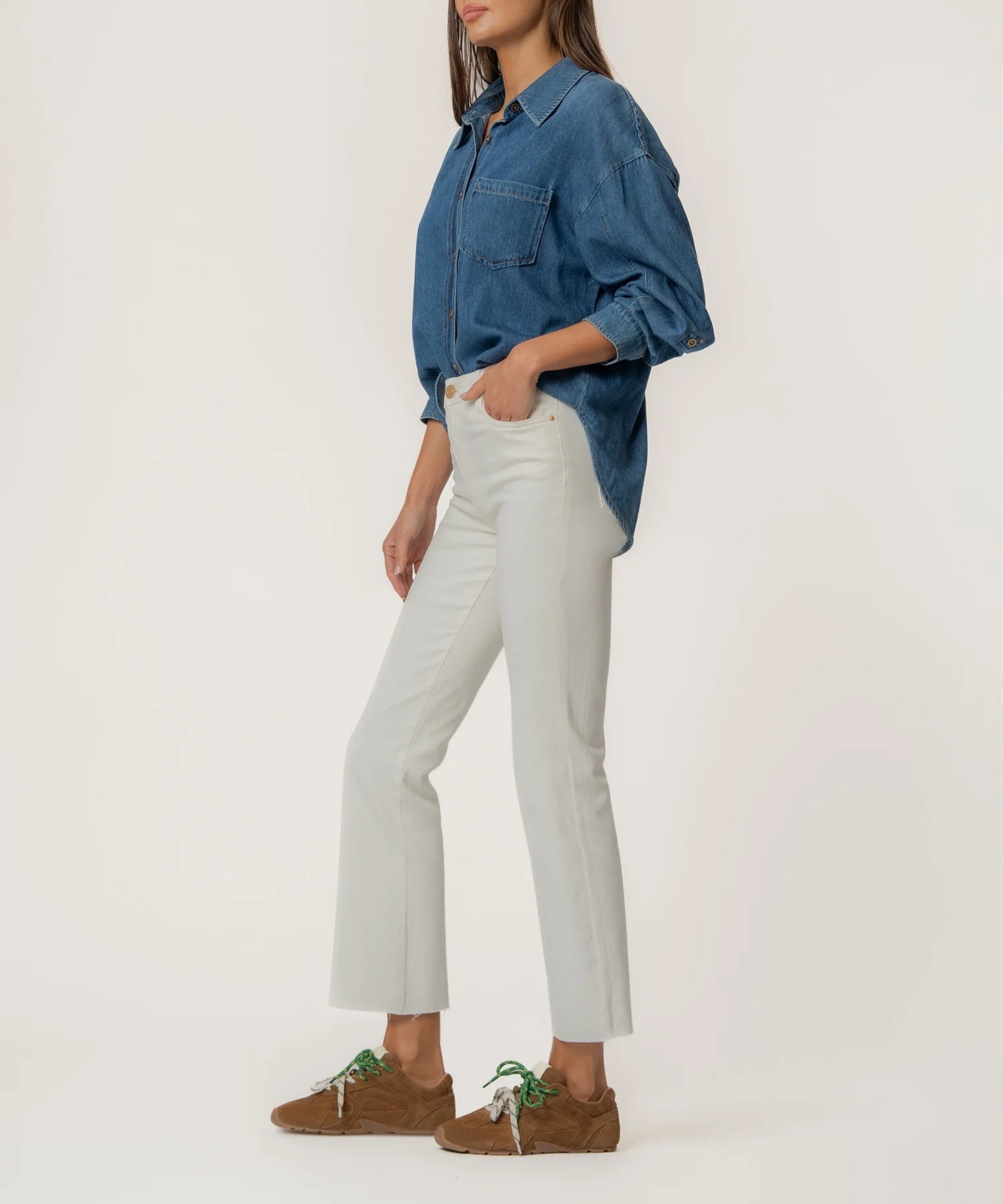 Kelsey Ankle Flare Jeans in Ecru