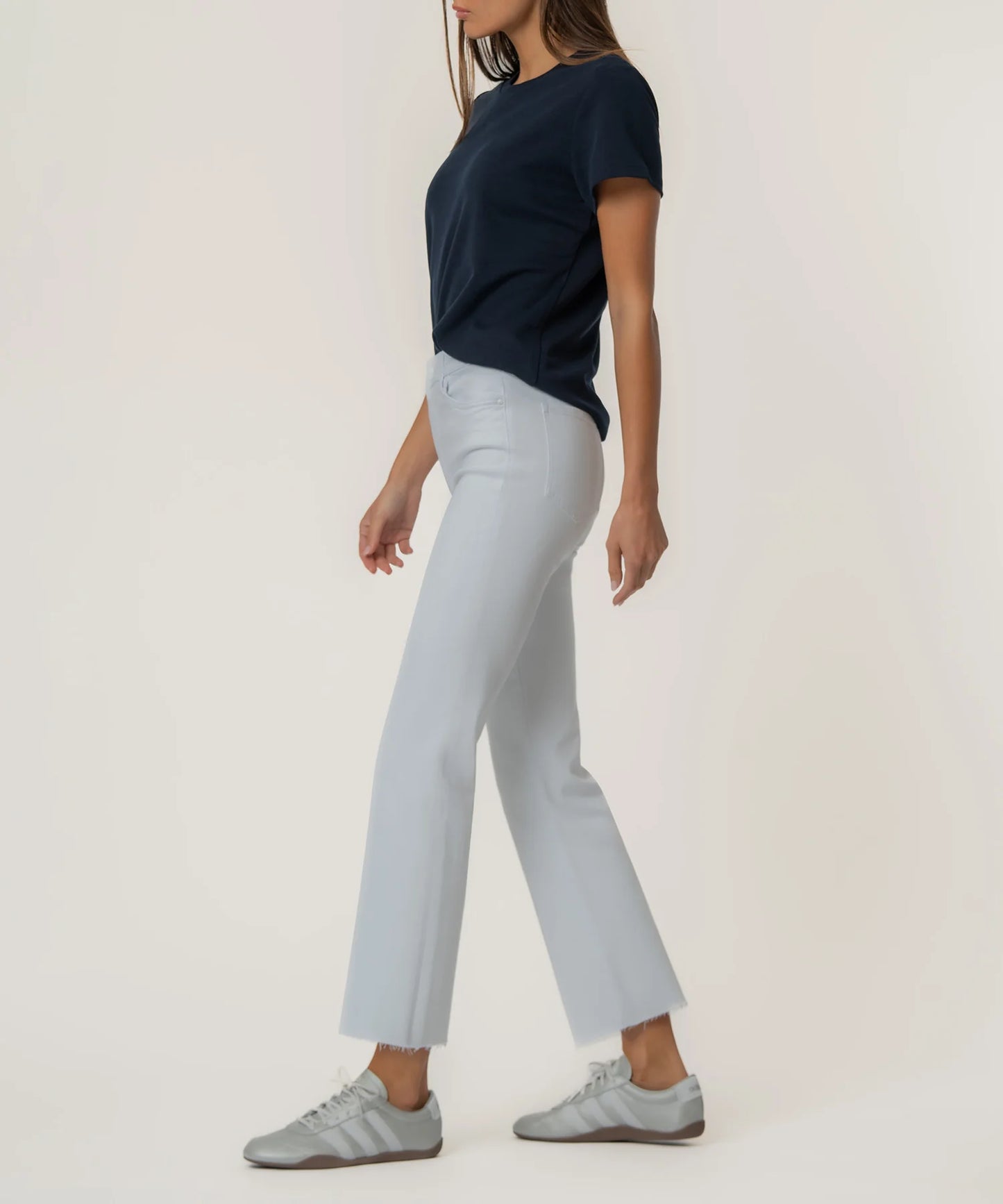 Kelsey Ankle Flare with Raw Hem in Optic White
