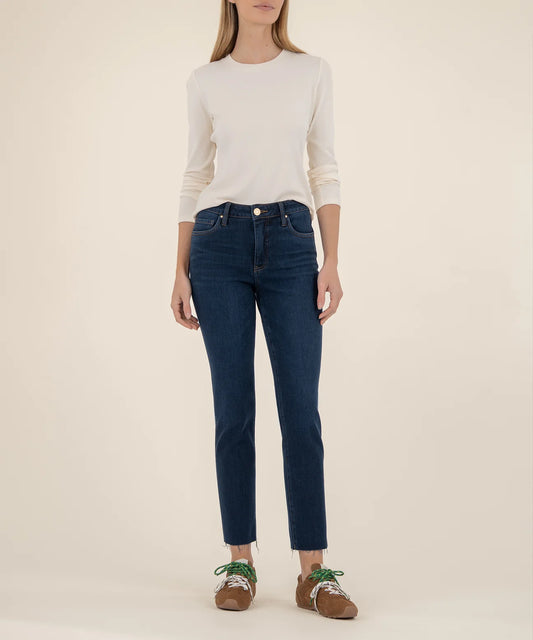 Reese Straight Leg Jeans with Raw Hem in Courageously