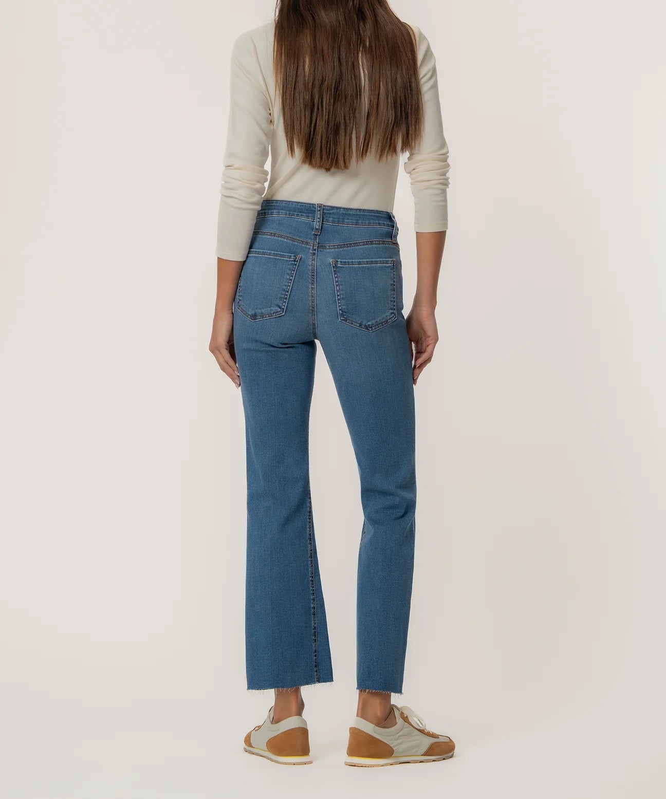 Kelsey High Rise Ankle Flare with Leg Inset in Sentiment