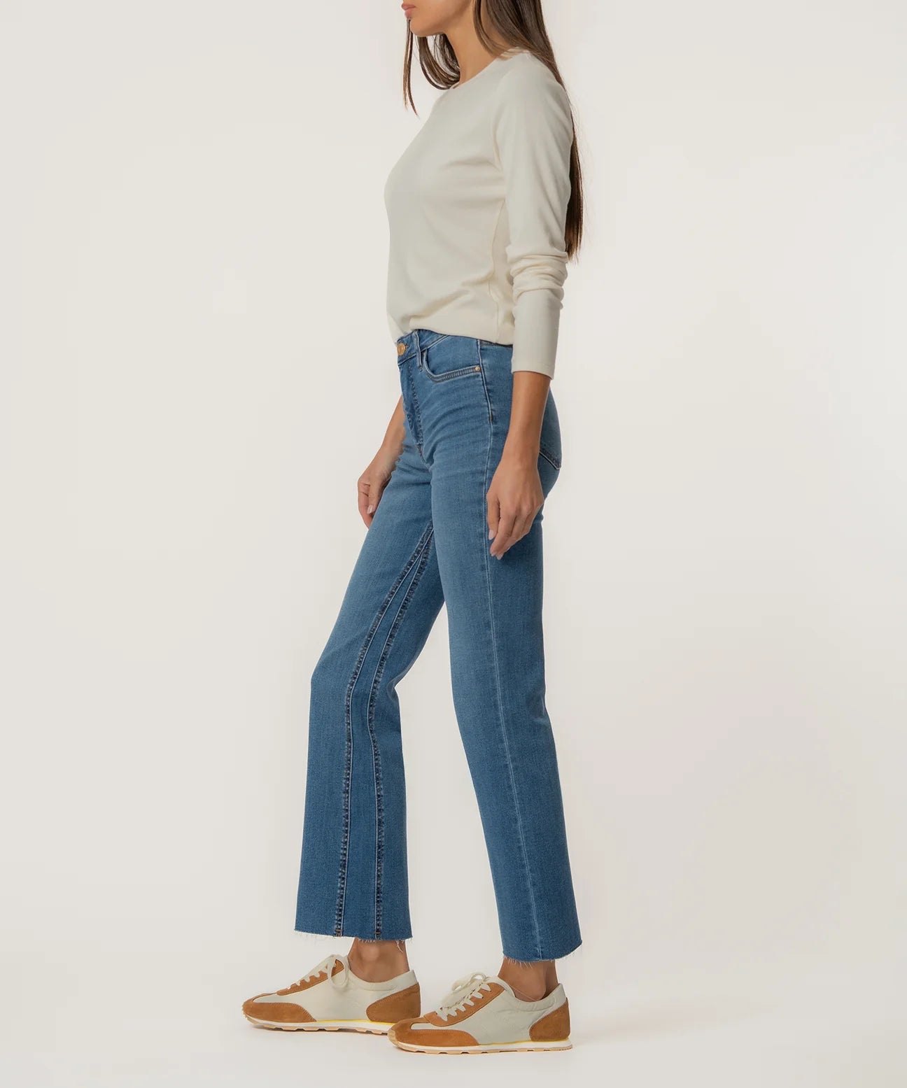 Kelsey High Rise Ankle Flare with Leg Inset in Sentiment