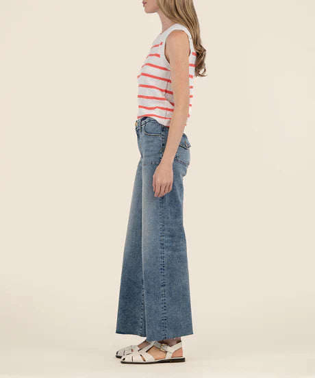 Contessa-Pullover Striped Knit (Ivory/Coral)