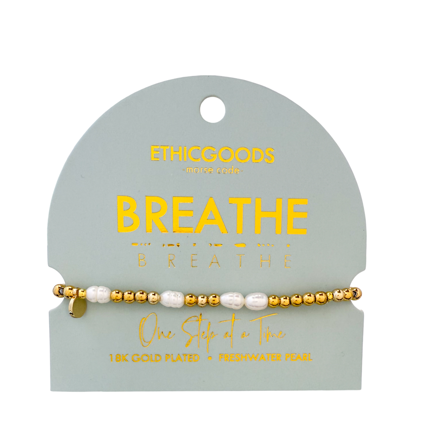 Morse Code Pearl & Gold Bracelet | BREATHE