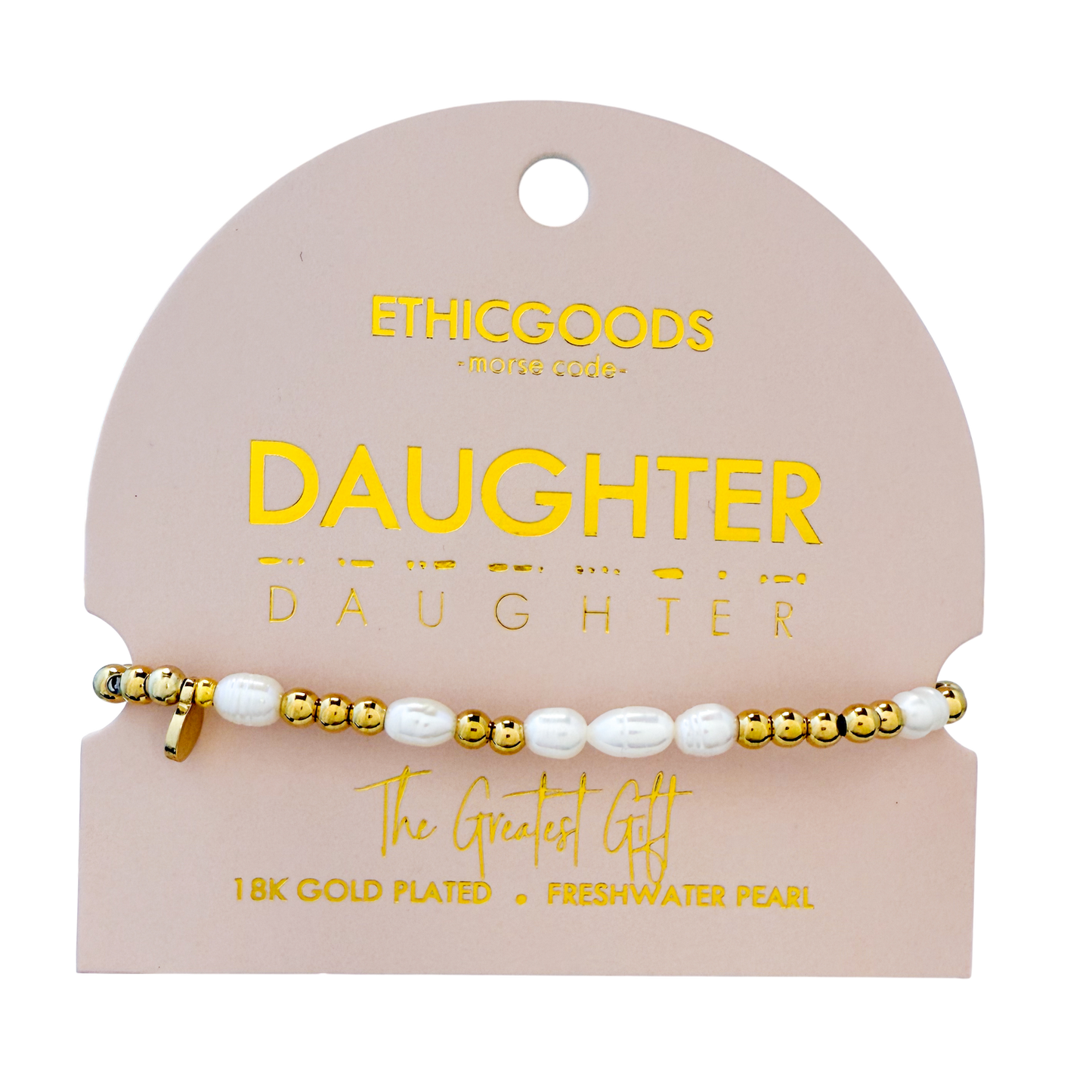 Morse Code Pearl & Gold Bracelet | DAUGHTER