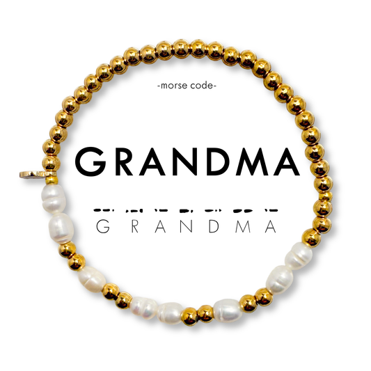 Morse Code Pearl & Gold Bracelet | GRANDMA