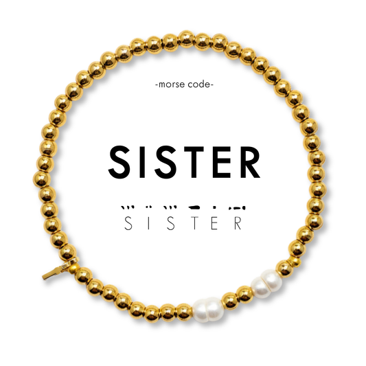 Morse Code Pearl & Gold Bracelet | SISTER