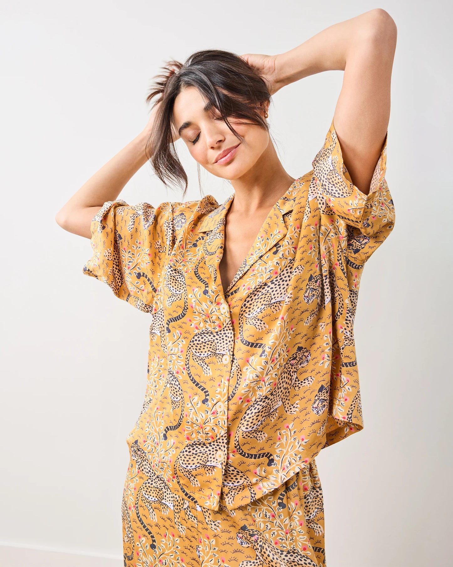 Wildest Dreams Eco Satin Pajamas in Tobacco Bagheera