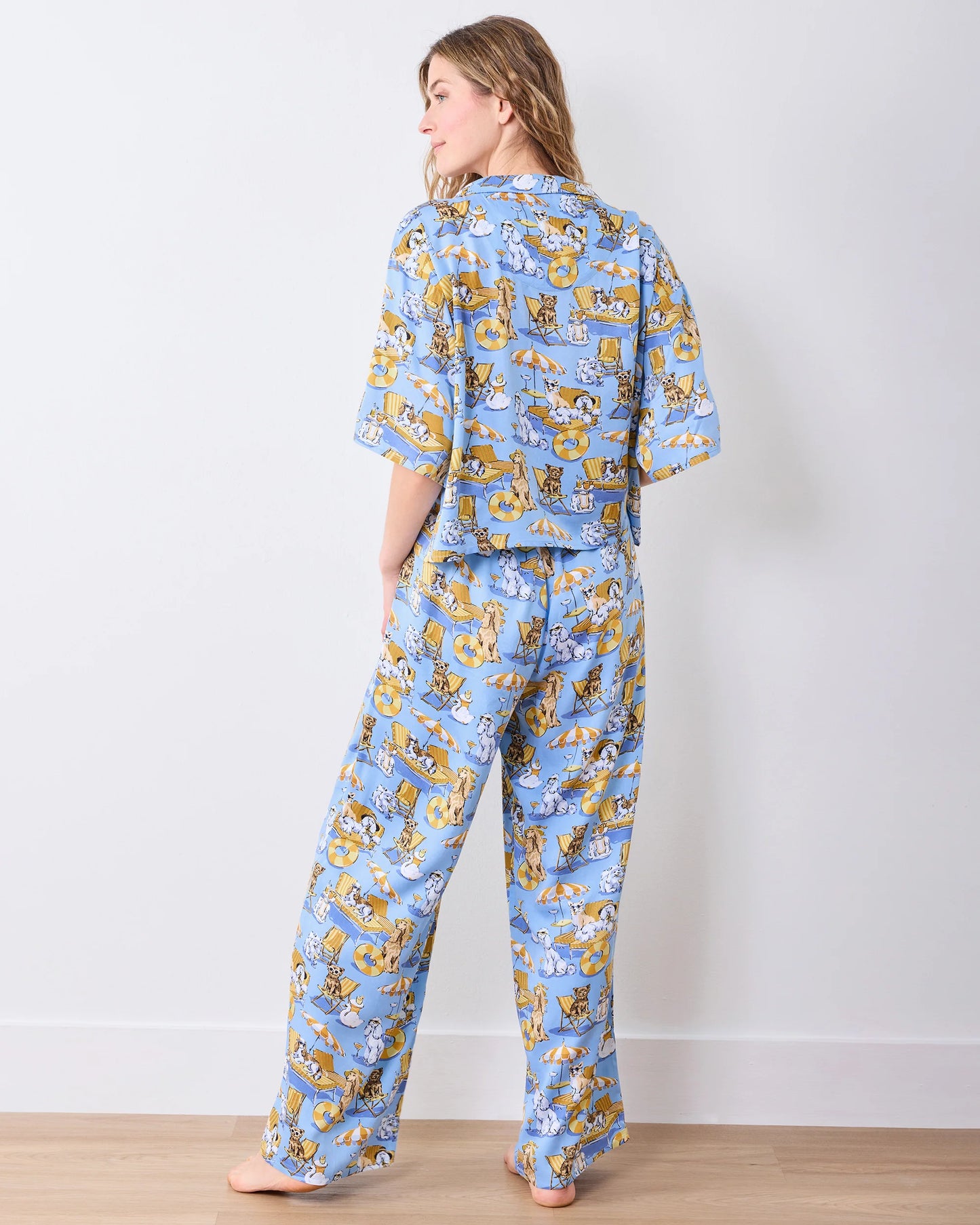 Wildest Dreams Eco Satin Pajamas in Palm Royale Pooches