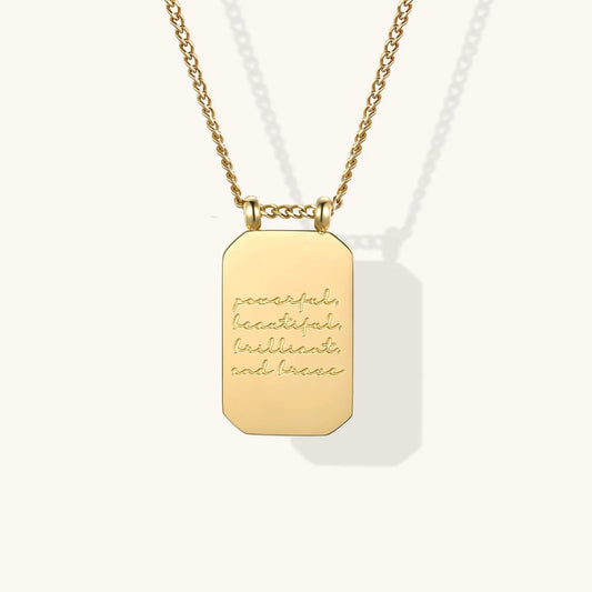 Powerful, Beautiful, Brilliant, and Brave Necklace in Gold