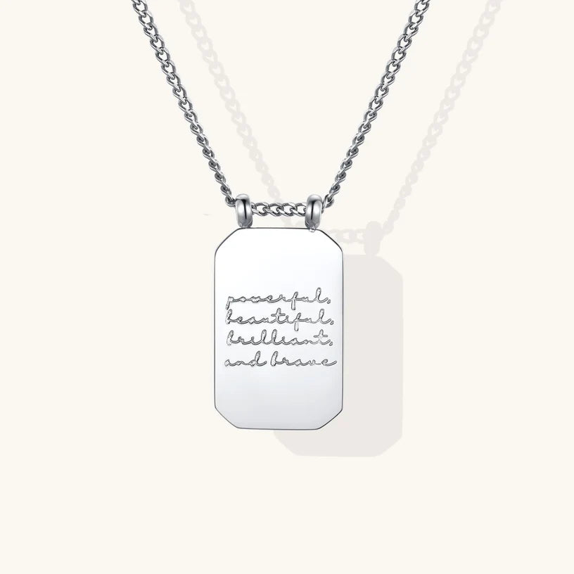 Powerful, Beautiful, Brilliant, and Brave Necklace in Silver