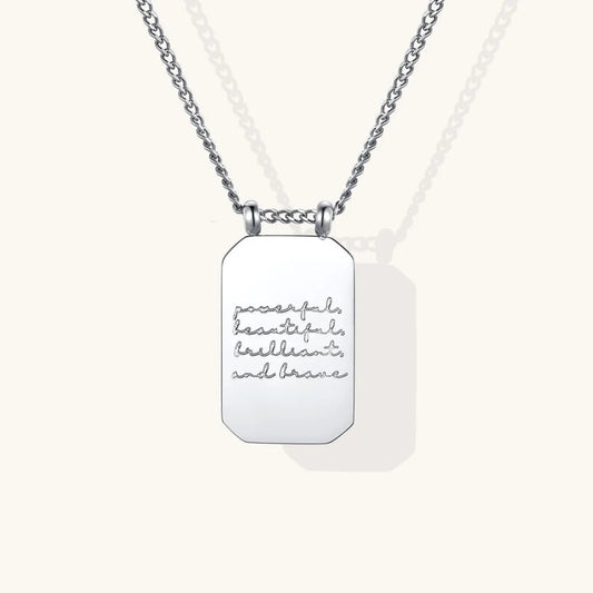 Powerful, Beautiful, Brilliant, and Brave Necklace in Silver