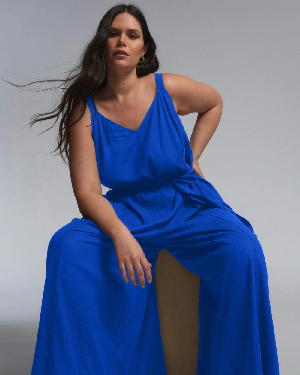 Promenade Linen Jumpsuit in Ultramarine
