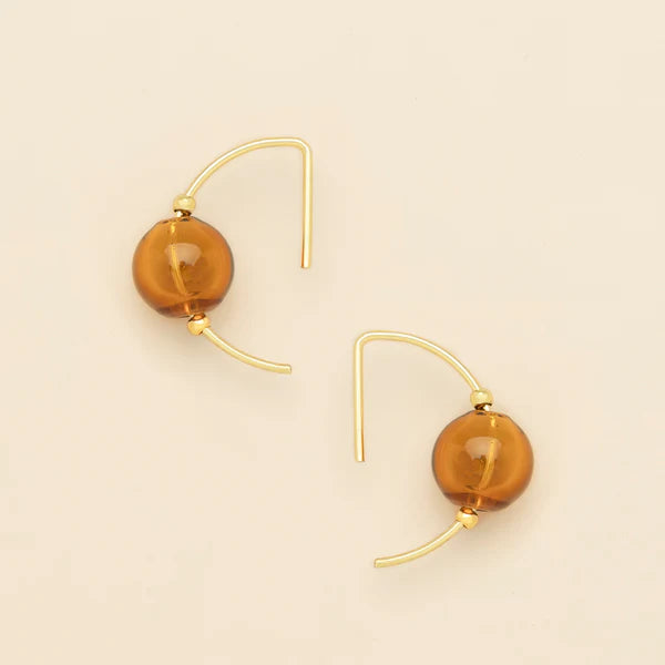 Refined Glass Hoop Earrings in Topaz/Gold