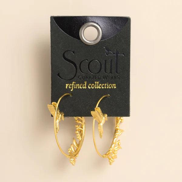 Refined Icon Hummingbird Hoop Earrings in Gold