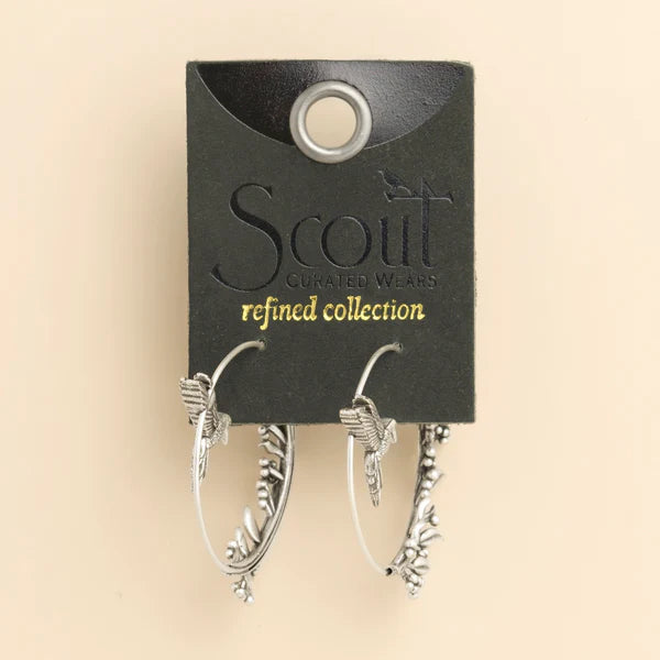 Refined Icon Hummingbird Hoop Earrings in Silver