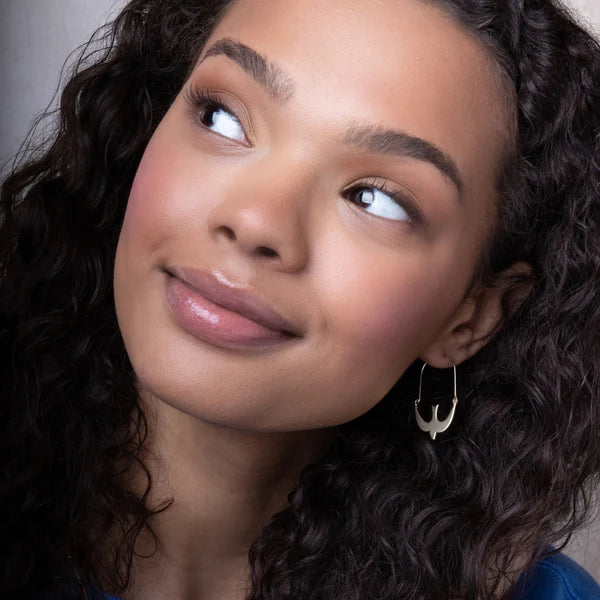 Refined Icon Swallow Hoop Earrings in Silver