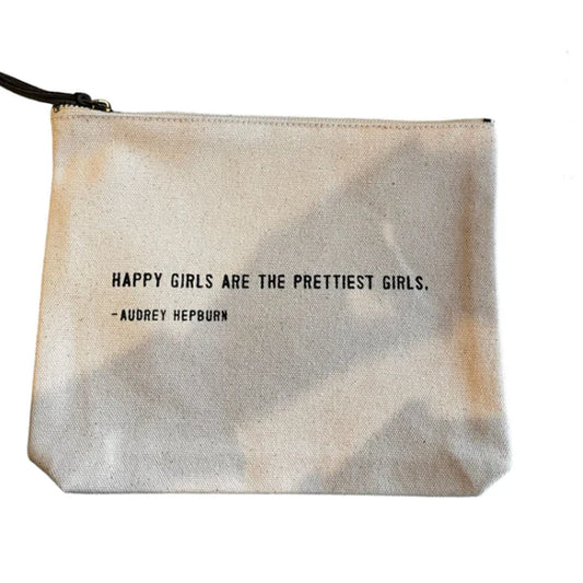 Canvas Zip Bag: Happy Girls (Audrey Hepburn) - Beige