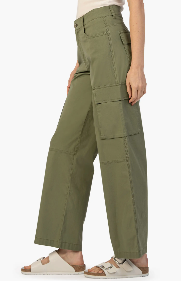 Wide Leg Cargo Pants (Olive)