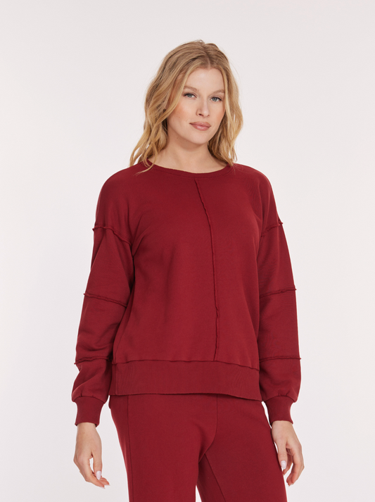 Long Sleeve Seamed Boxy Sweatshirt in Maple Sugar