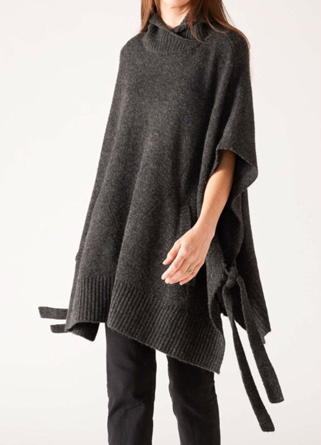 Cape Poncho Sweater in Charcoal