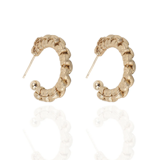 Petite Braided Hoop Earrings in Gold