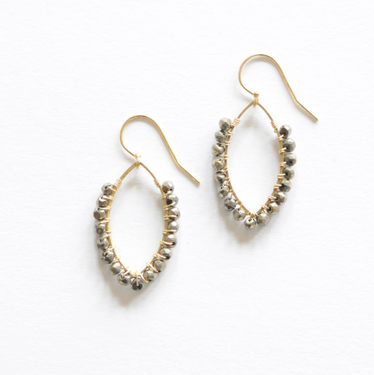 Gold Lotus Petal Earrings in Pyrite