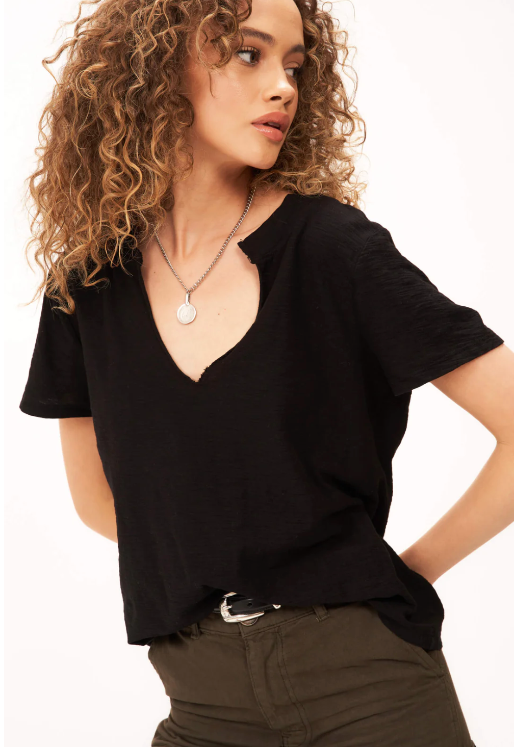 Plata Notched Tee in Black