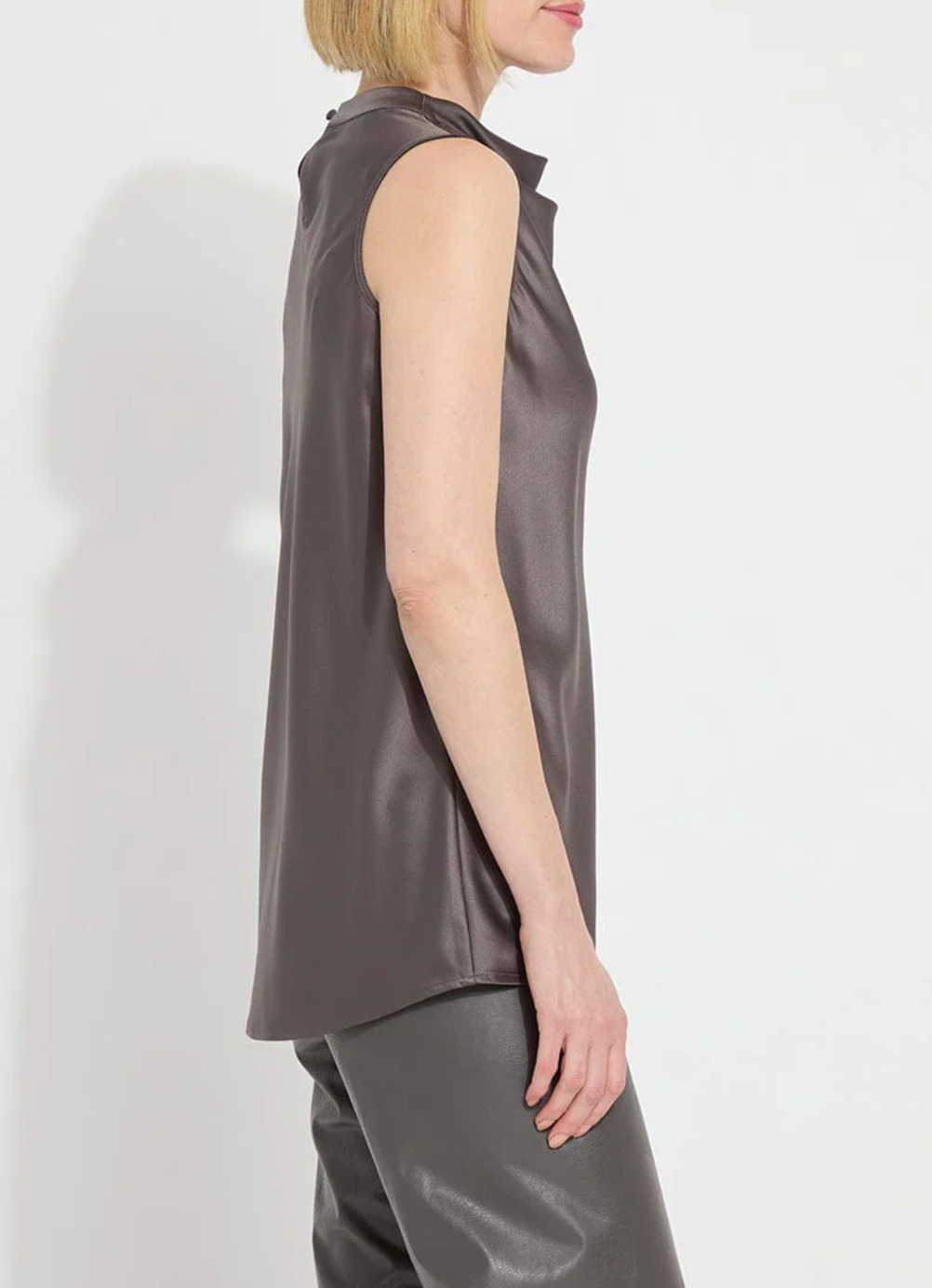 Justine Draped Mock Neck Gray Ash