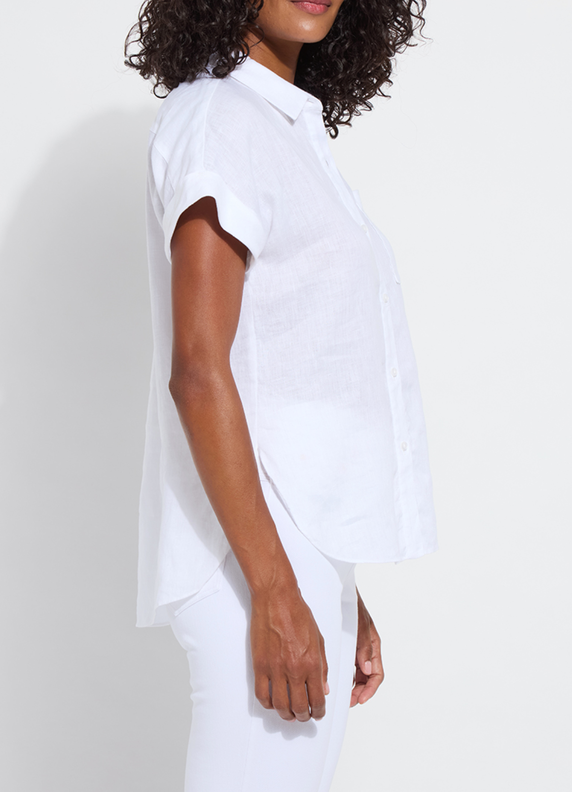 Lyla Linen Short Sleeve Shirt in White